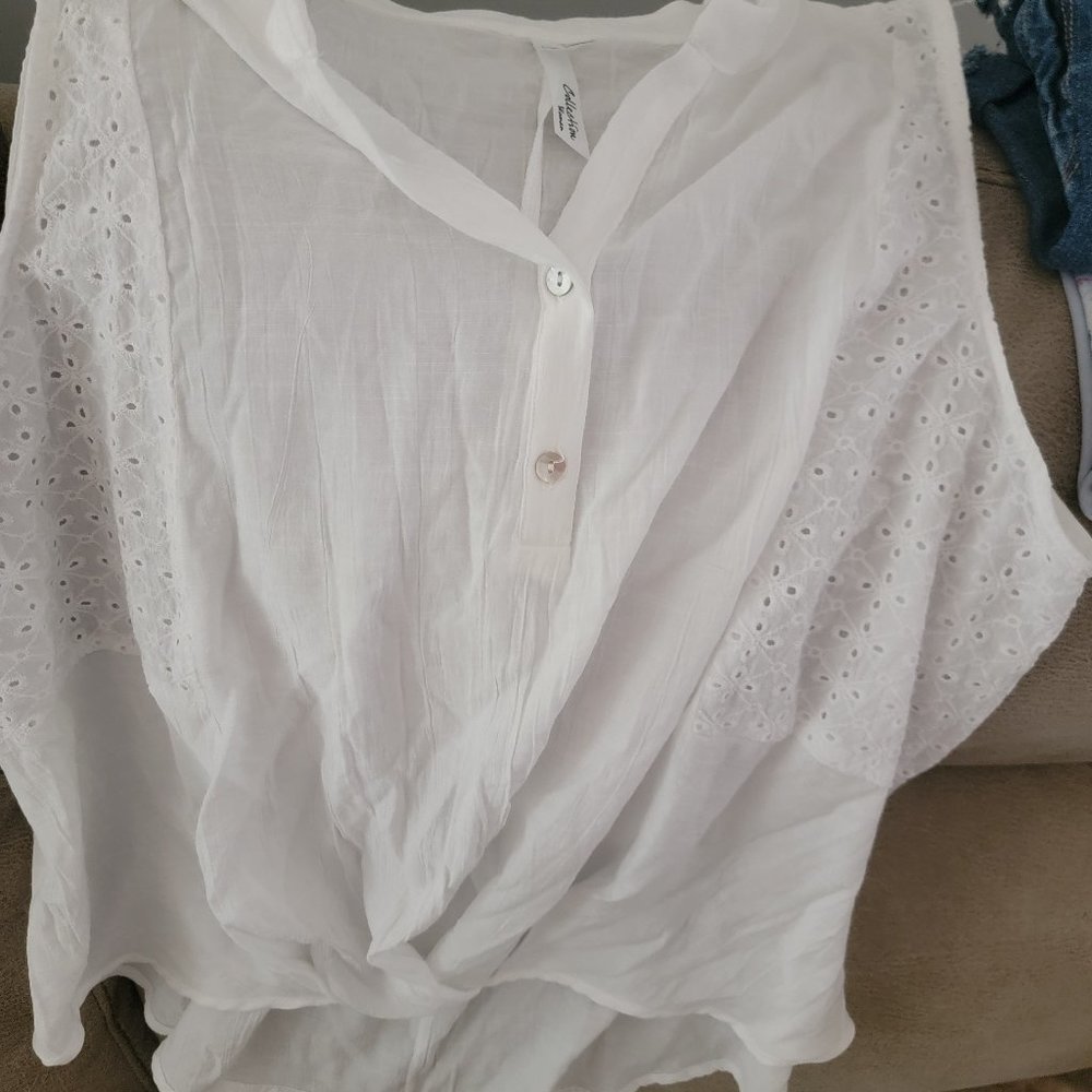 Womens white sleeveless blouse